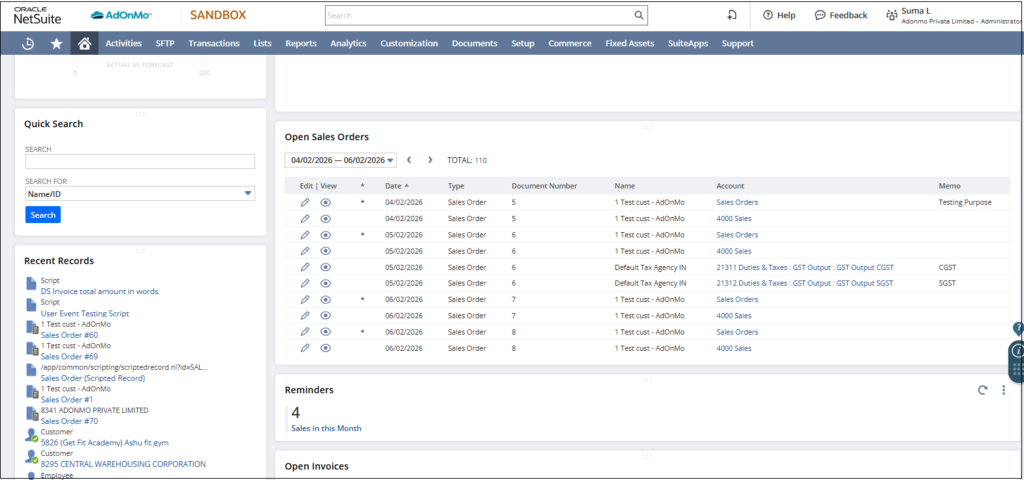 Open Sales Orders Open Sales Orders